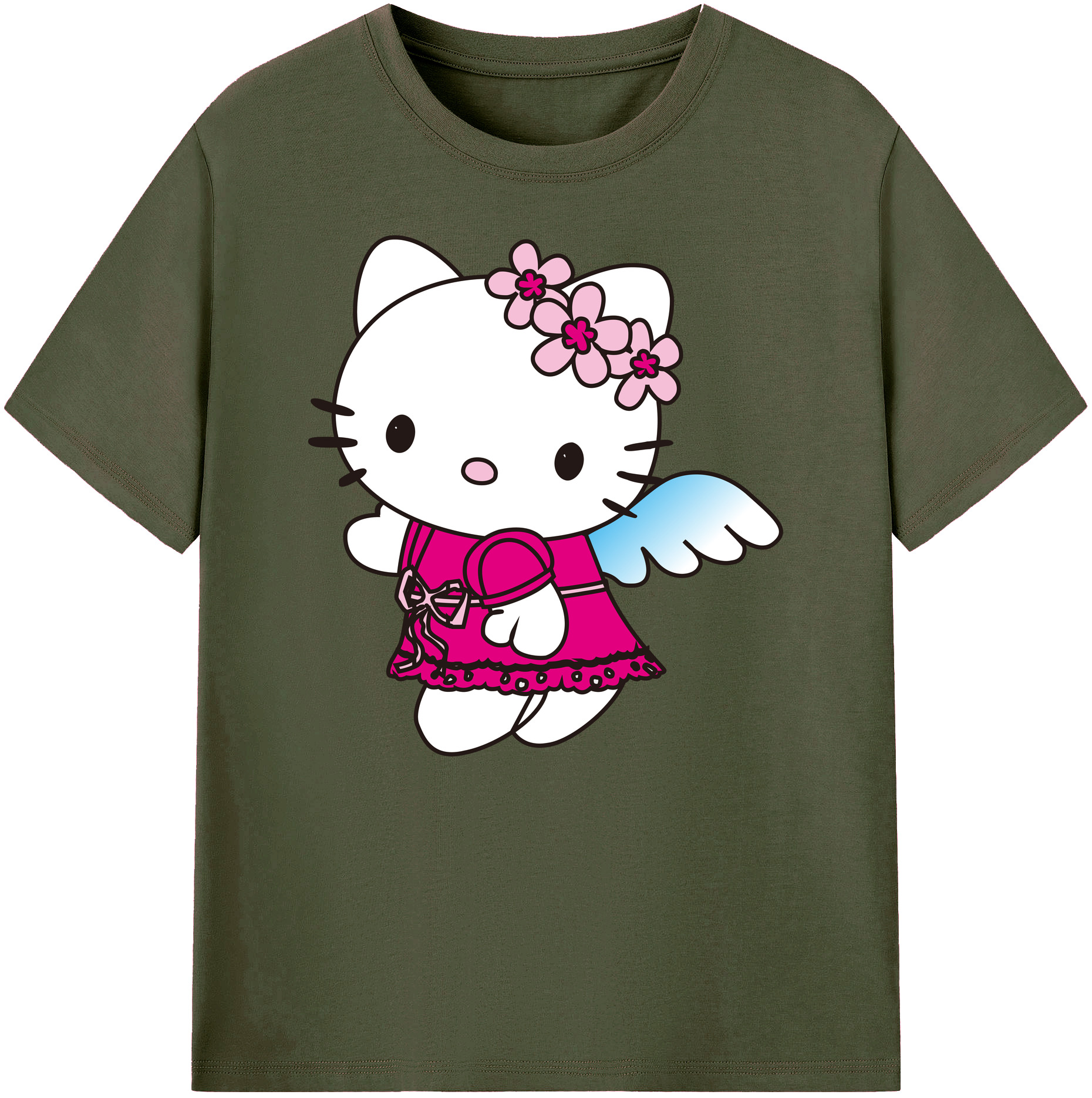 （画像用） Hello Kitty ハローキティ 綿100％ メンズ半袖Tシャツ｜肌触りやわらか＆通気性